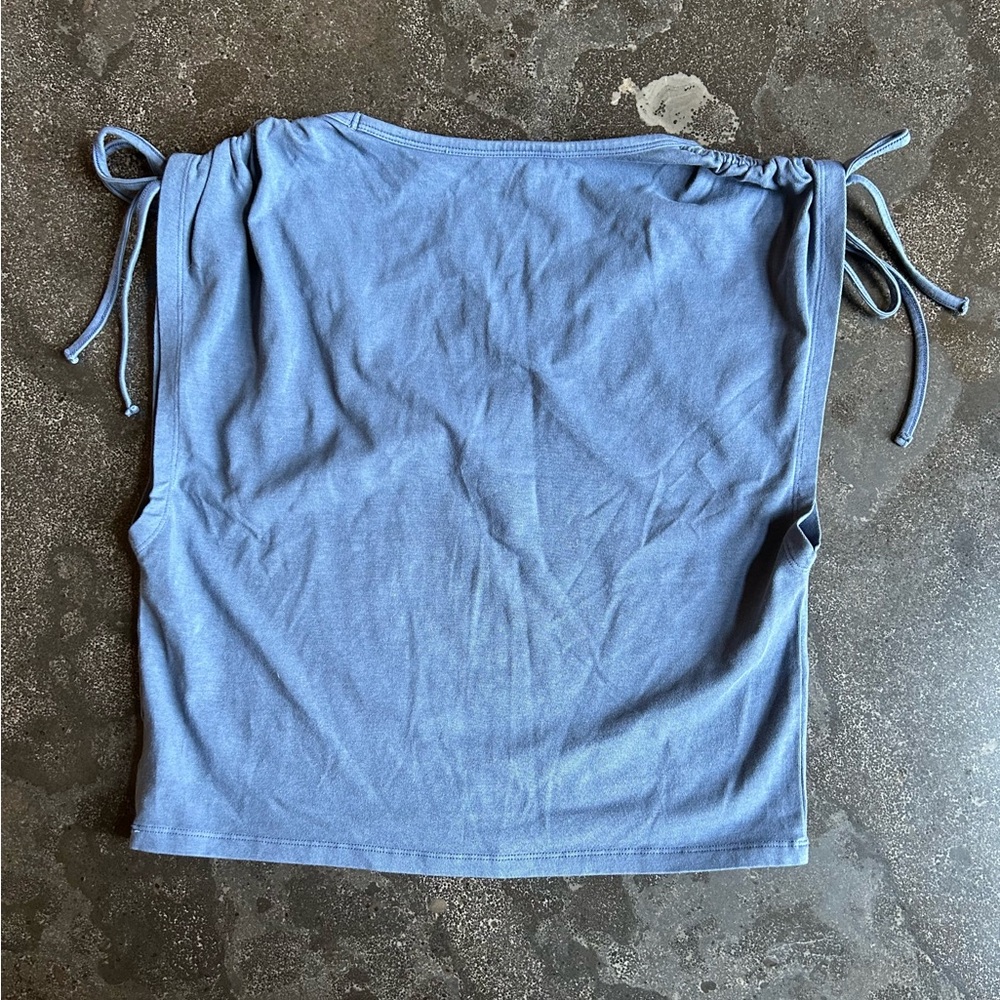 American Eagle | Blue Tie Sleeve Relaxed Top - Picture 5 of 6